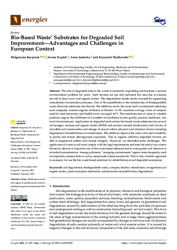 (PDF) Bio-Based Waste’ Substrates for Degraded Soil Improvement ...