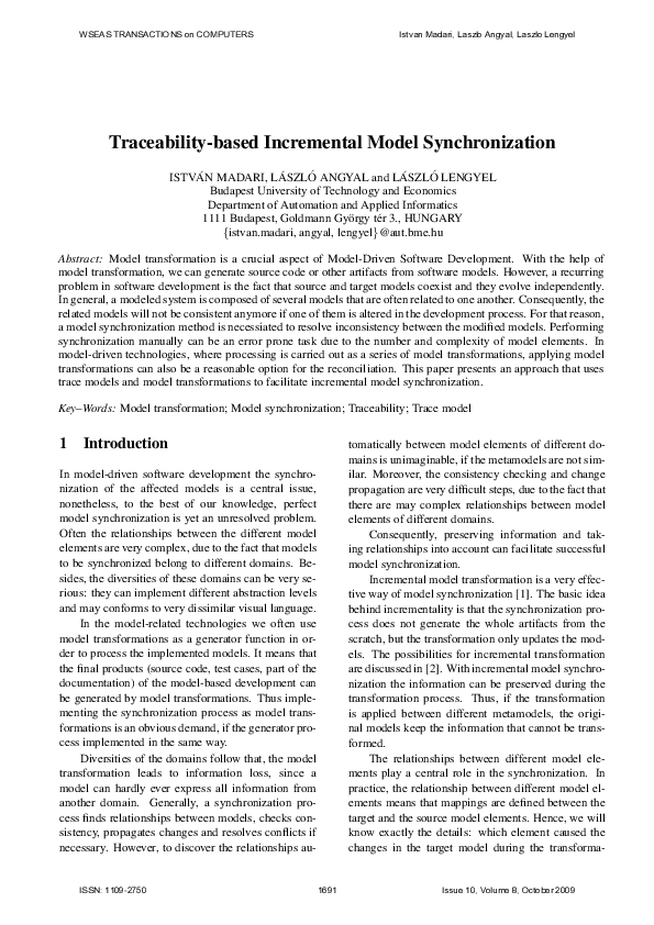 (PDF) Traceability-based incremental model synchronization