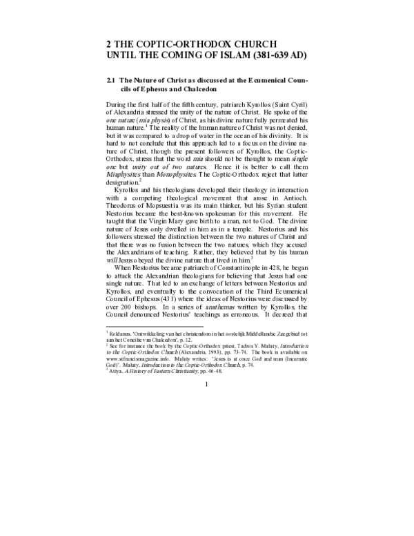 (PDF) The Coptic-Orthodox Church until the coming of Islam (381-639AD)