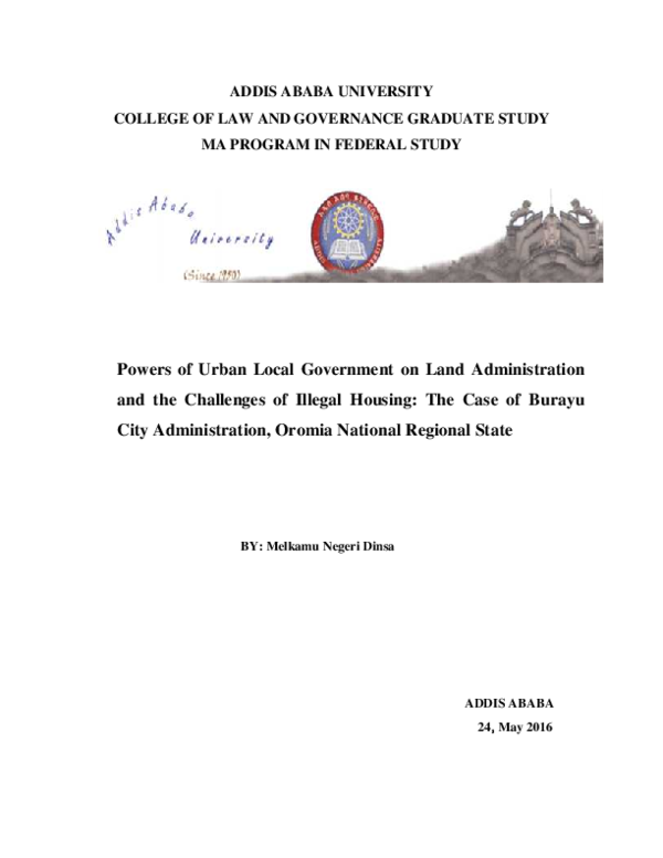 (PDF) Powers of Urban Local Government on Land Administration, and the ...