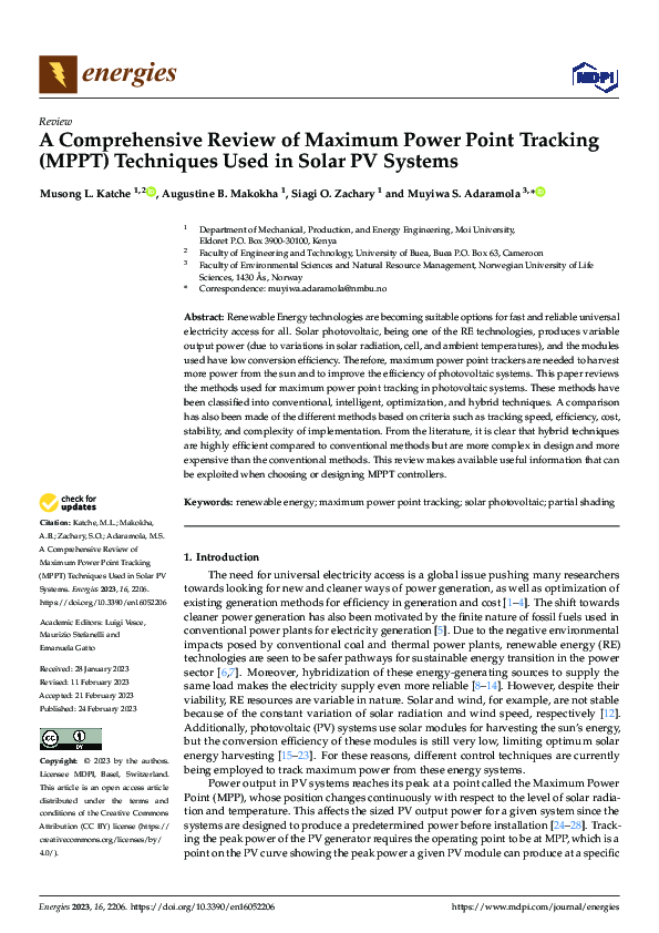 (PDF) A Comprehensive Review of Maximum Power Point Tracking (MPPT ...