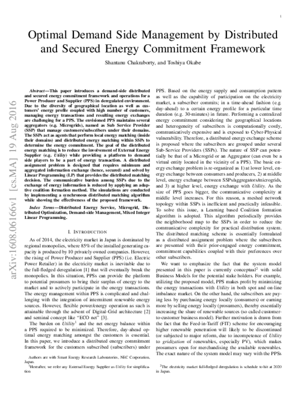 (PDF) Optimal demand side management by distributed and secured energy ...
