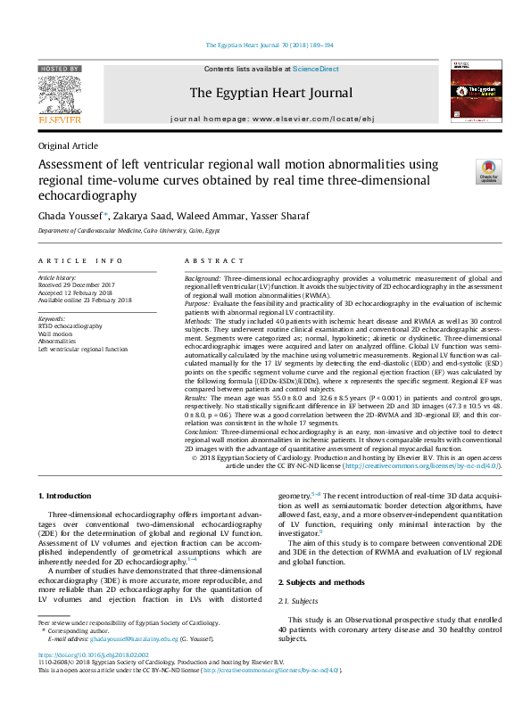 (PDF) Assessment of left ventricular regional wall motion abnormalities ...