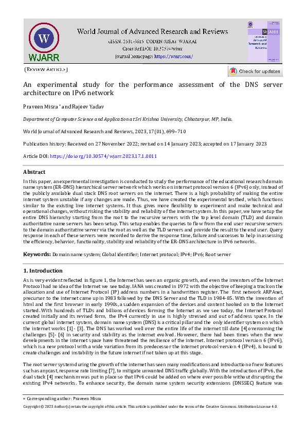 (PDF) An experimental study for the performance assessment of the DNS ...