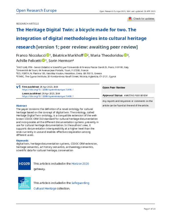 (PDF) The Heritage Digital Twin: a bicycle made for two. The ...