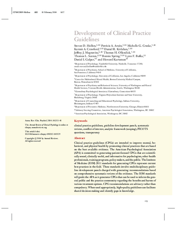 (PDF) Development of Clinical Practice Guidelines