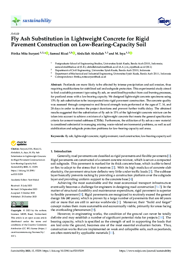 (PDF) Fly Ash Substitution in Lightweight Concrete for Rigid Pavement ...