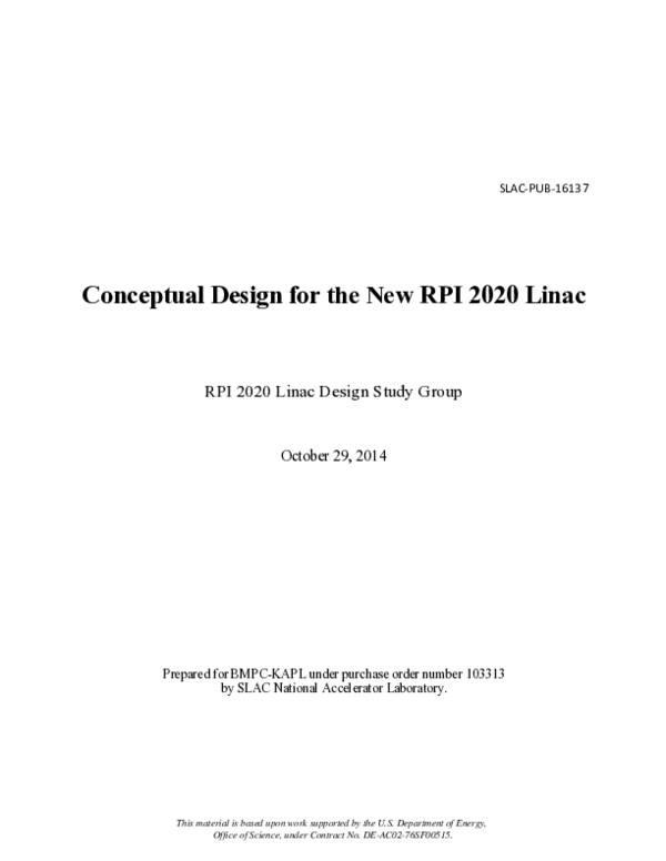 (PDF) Conceptual Design for the New RPI 2020 Linac