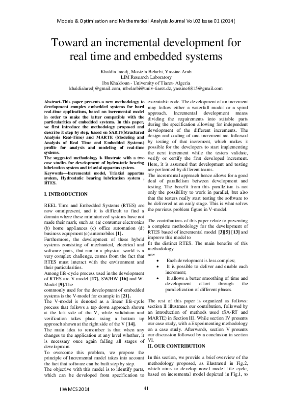 (PDF) Toward an incremental development for real time and embedded systems