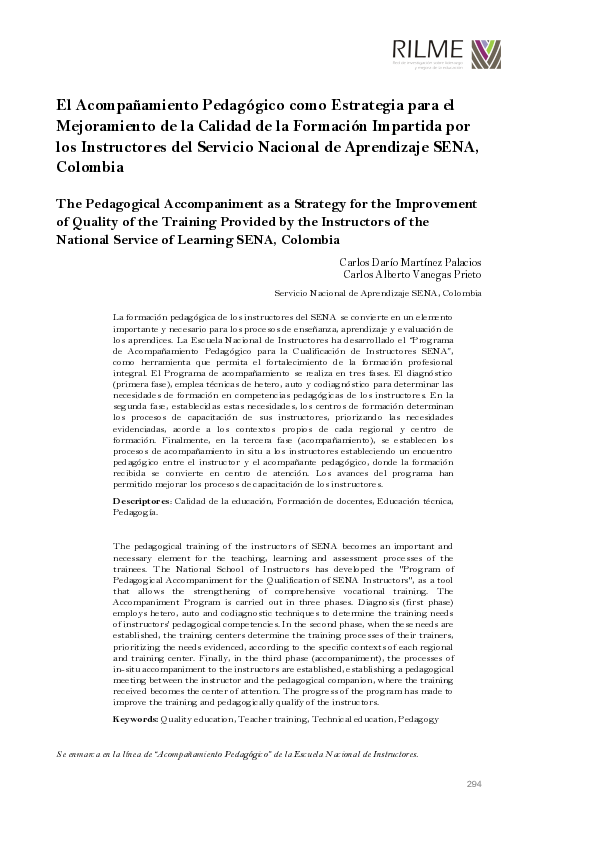 (PDF) The pedagogical accompaniment as a strategy for the improvement ...