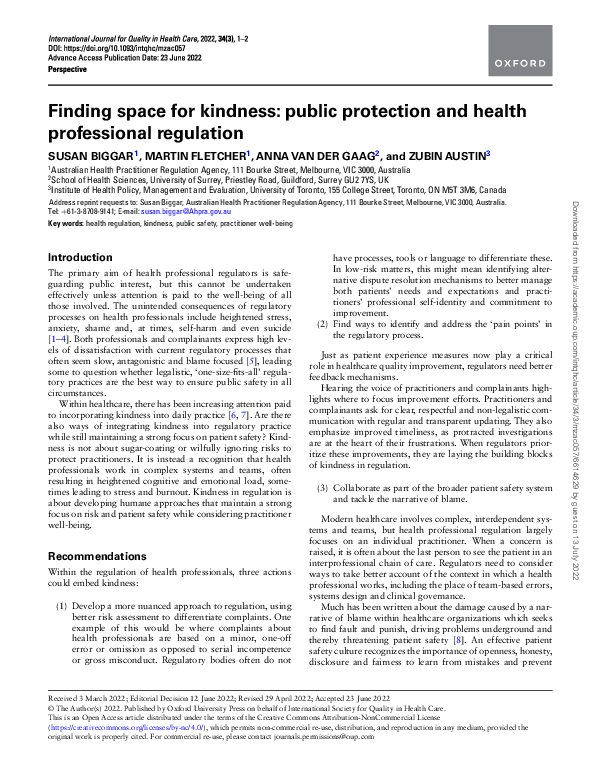 (PDF) Finding space for kindness: public protection and health ...