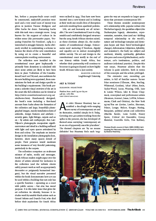 PDF) Review of Art & Today by Eleanor Heartney