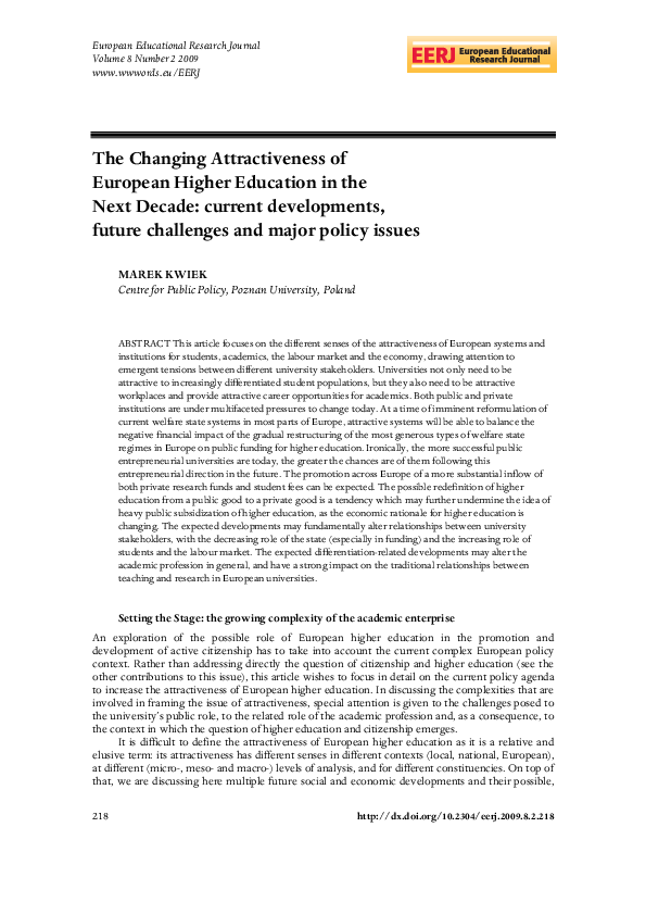 (PDF) The Changing Attractiveness of European Higher Education in the ...