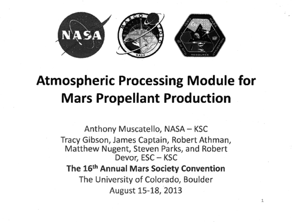 (PDF) Atmospheric Processing Module for Mars Propellant Production