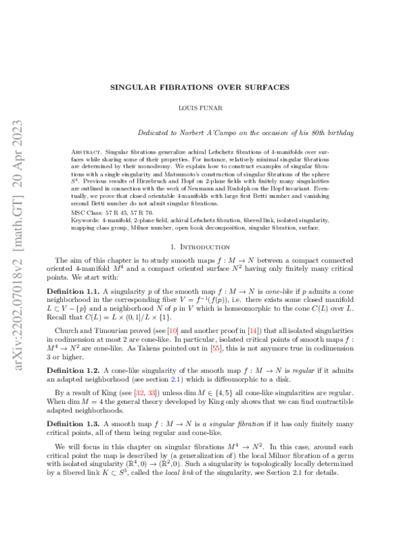 (PDF) Singular fibrations over surfaces