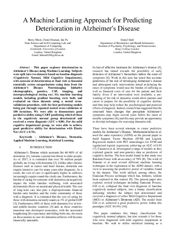 (PDF) A Machine Learning Approach for Predicting Deterioration in ...