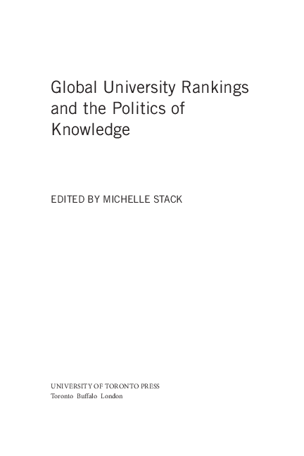 (PDF) Global University Rankings and the Politics of Knowledge