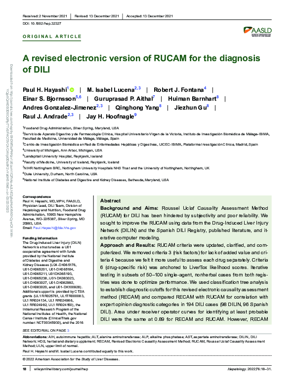 (PDF) A revised electronic version of RUCAM for the diagnosis of DILI