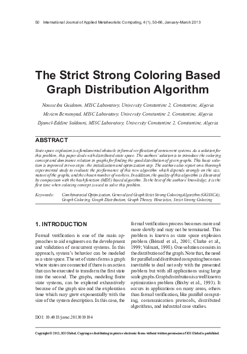 (PDF) The Strict Strong Coloring Based Graph Distribution Algorithm ...