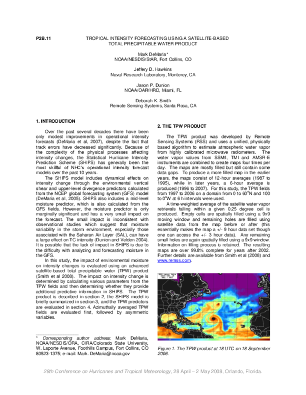 (PDF) Tropical cyclone intensity forecasting using a satellite-based ...