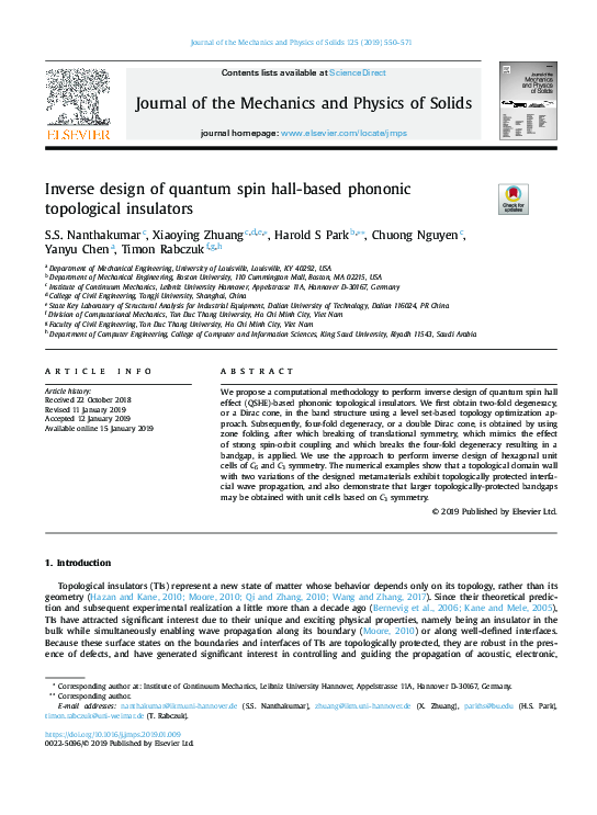 (PDF) Inverse design of quantum spin hall-based phononic topological ...