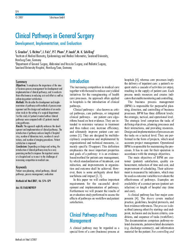 (PDF) Clinical Pathways in General Surgery