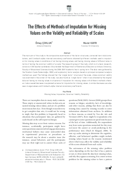 (PDF) The Effects of Methods of Imputation for Missing Values on the ...