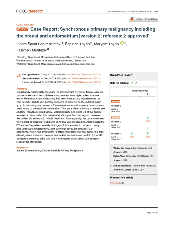 (PDF) Case Report: Synchronous primary malignancy including the breast ...