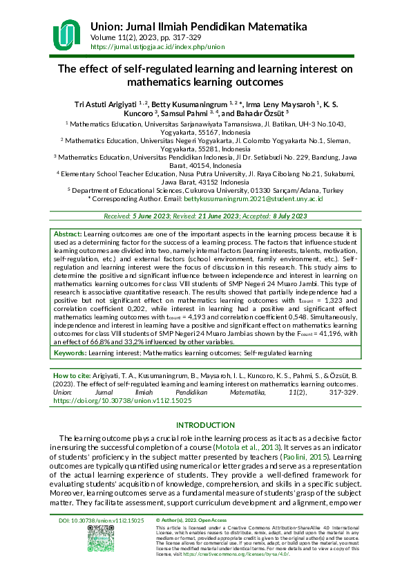 (PDF) The effect of self-regulated learning and learning interest on ...