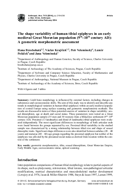 (PDF) The shape variability of human tibial epiphyses in an early ...