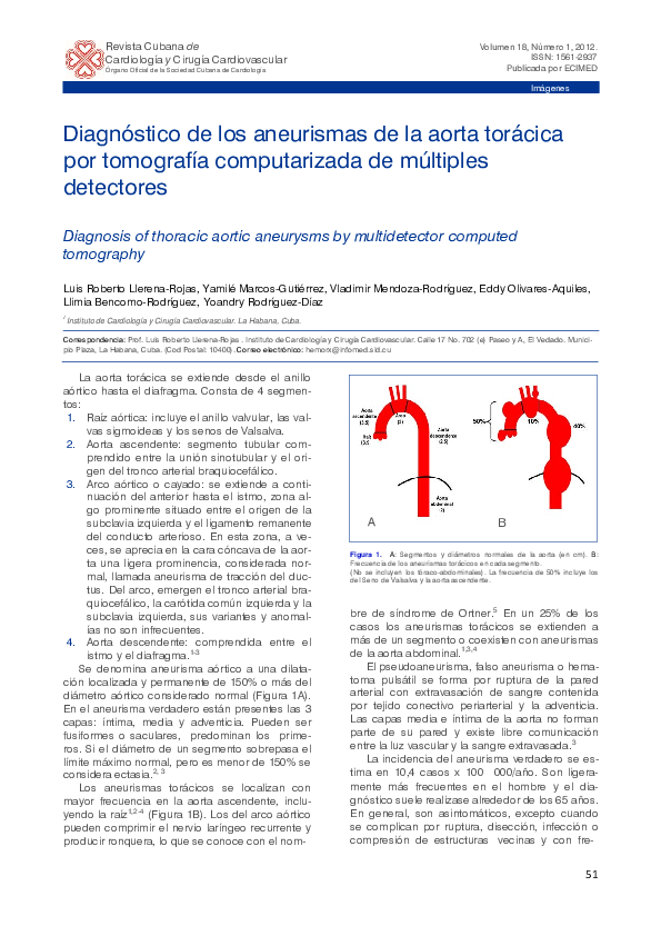 (PDF) Diagnóstico de los aneurismas de la aorta torácica por tomografía ...