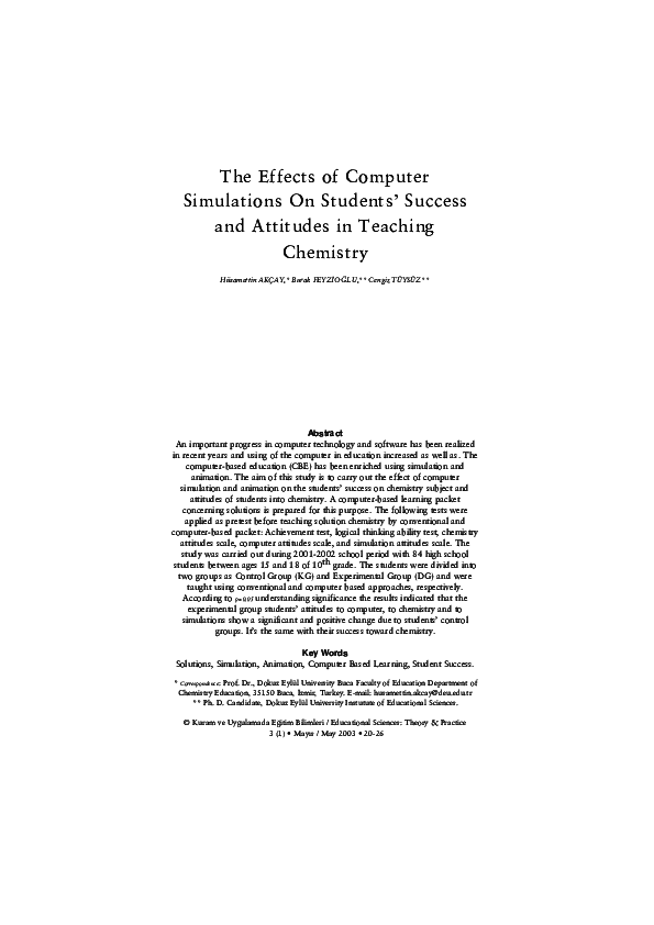 (PDF) The Effects of Computer Simulations On Students’ Success and ...
