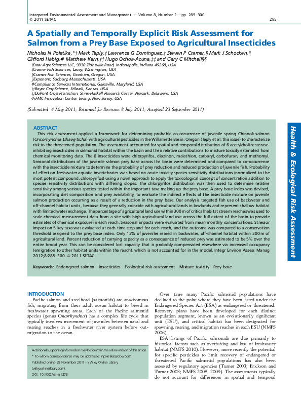 (PDF) A Spatially and Temporally Explicit Risk Assessment for Salmon ...