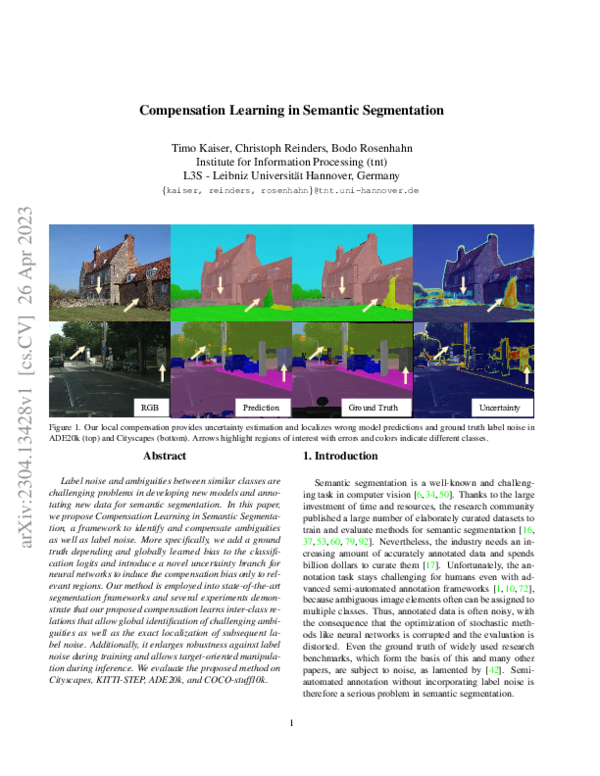 (PDF) Compensation Learning in Semantic Segmentation