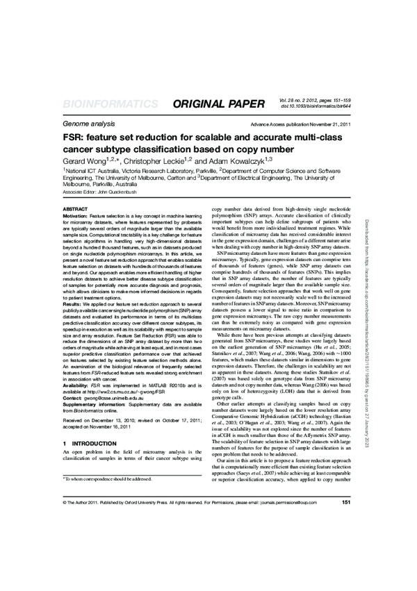 (PDF) FSR: feature set reduction for scalable and accurate multi-class ...