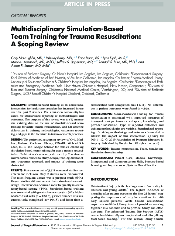 (PDF) Multidisciplinary Simulation-based Team Training Course to ...