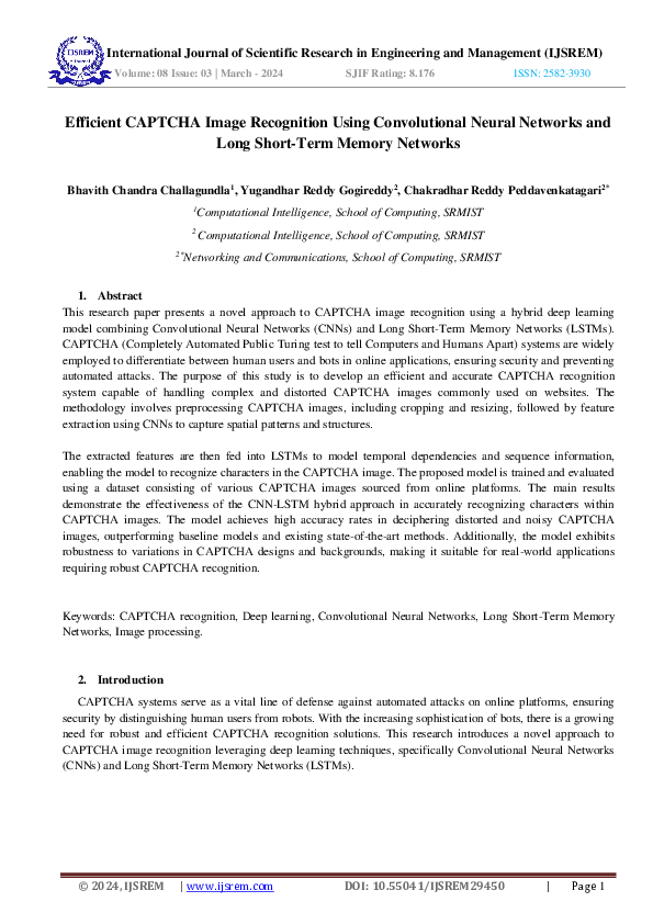 (PDF) Efficient CAPTCHA Image Recognition Using Convolutional Neural ...