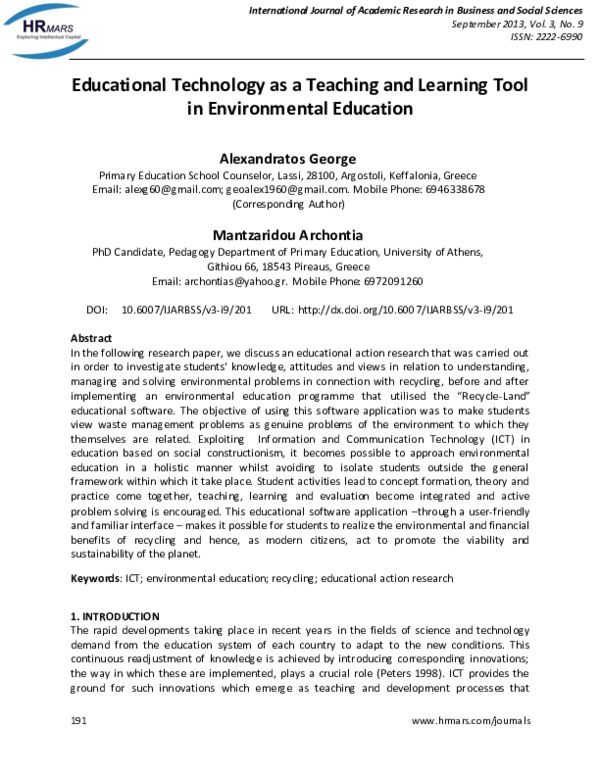 (PDF) Educational Technology as a Teaching and Learning Tool in ...
