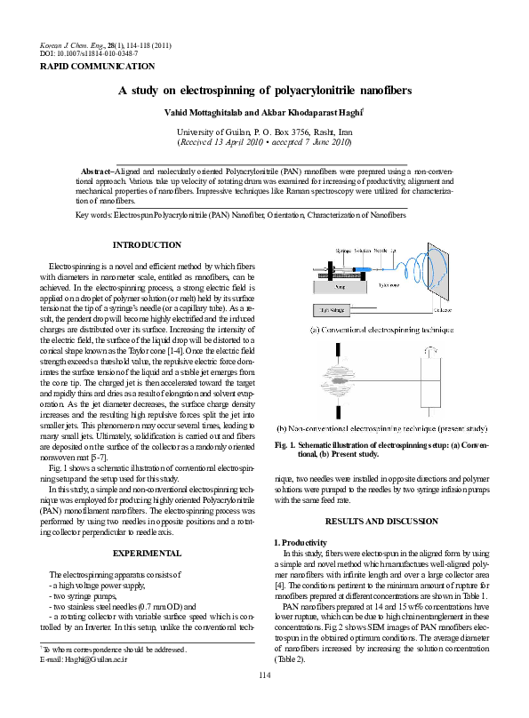 (PDF) A study on electrospinning of polyacrylonitrile nanofibers