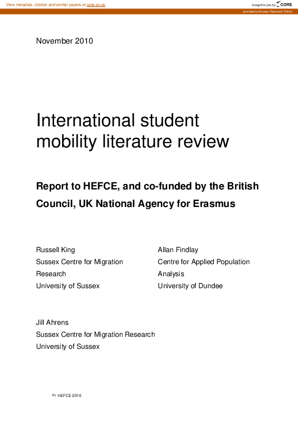 (PDF) International student mobility literature review