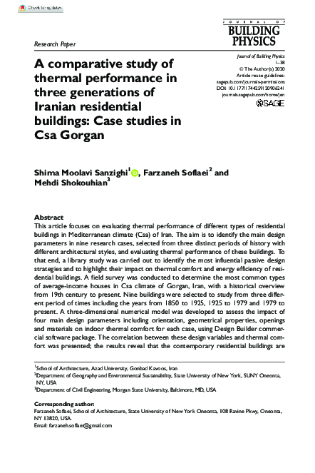(PDF) A comparative study of thermal performance in three generations ...