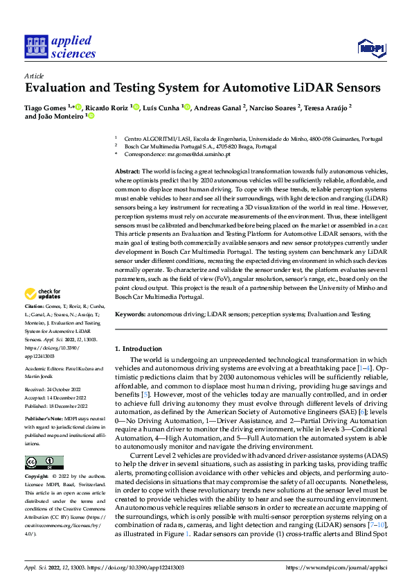(PDF) Evaluation and Testing System for Automotive LiDAR Sensors
