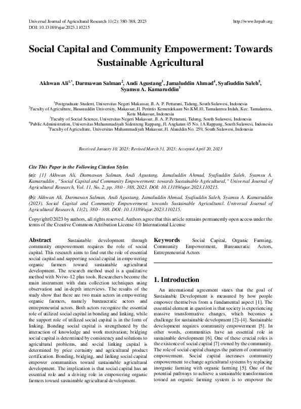 (PDF) Social Capital and Community Empowerment: Towards Sustainable ...