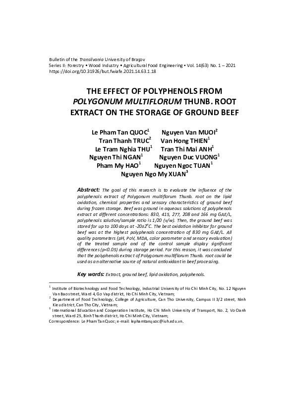 (PDF) The Effect of Polyphenols from Polygonum Multiflorum Thunb. Root ...