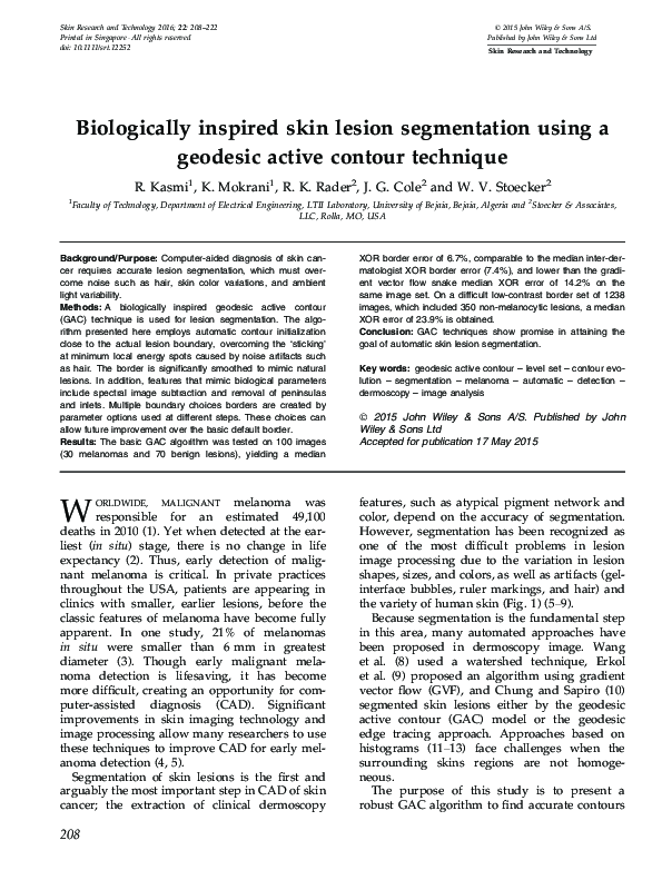 (PDF) Biologically inspired skin lesion segmentation using a geodesic ...