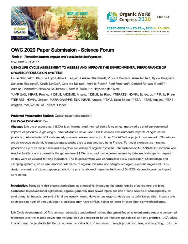 (PDF) Using Life Cycle Assessment To Assess And Improve The ...