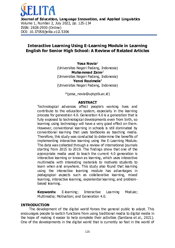 (PDF) Interactive Learning Using E-Learning Module in Learning English ...