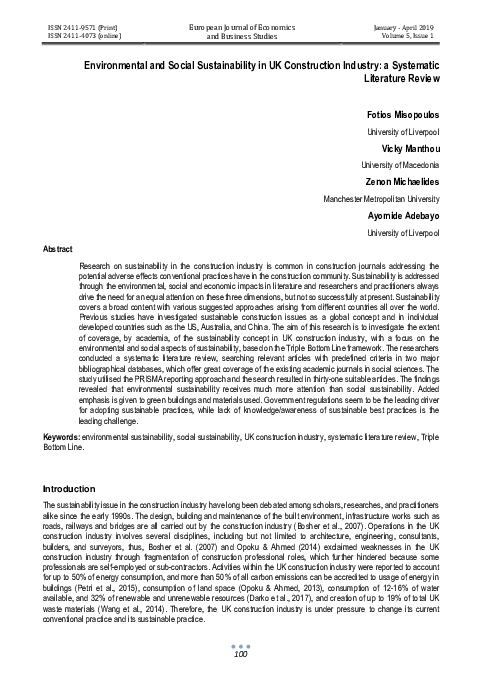 (PDF) Environmental and Social Sustainability in UK Construction ...