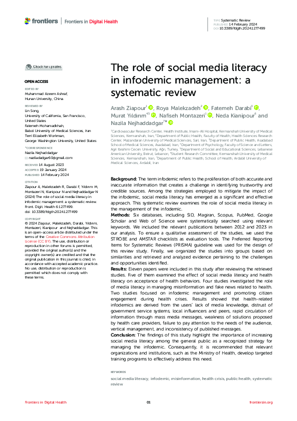 (PDF) The role of social media literacy in infodemic management: a ...