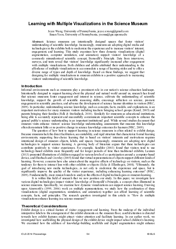 (PDF) Learning With Multiple Visualizations in the Science Museum